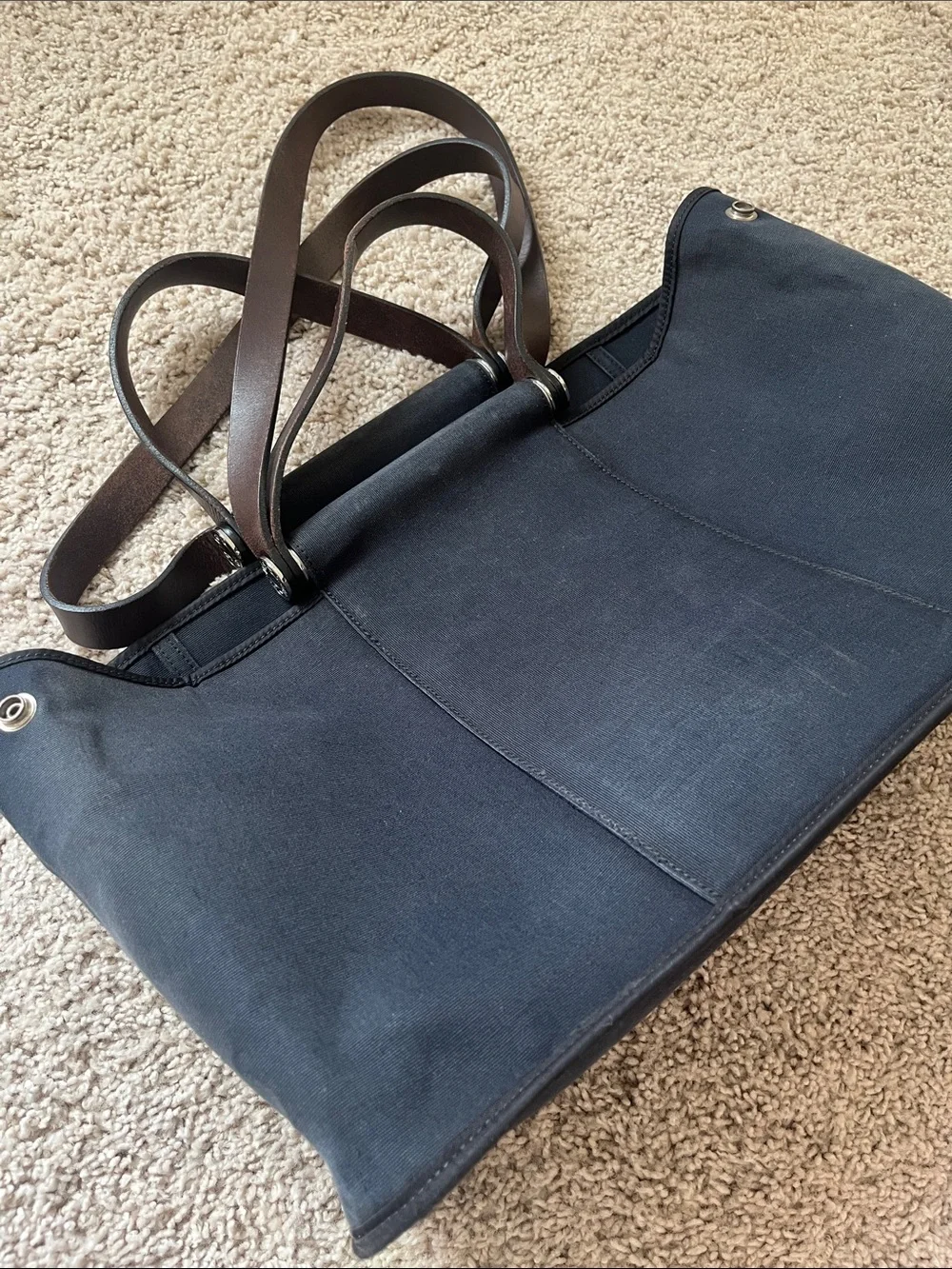 Hermes cabag PM Black Canvas Tote with Brown Leather Straps - Picture 11 of 16